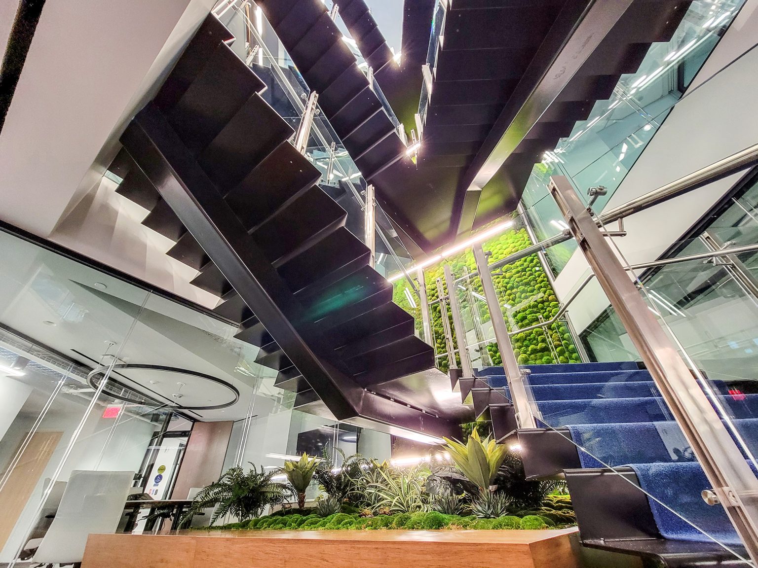 preserved moss wall in stairwell