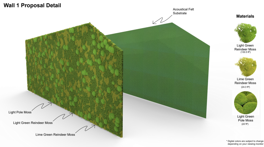 backcountry preserved moss wall 3d rendering