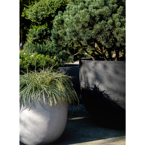 Ember planters from the Oterra family, styled outdoors with greenery.