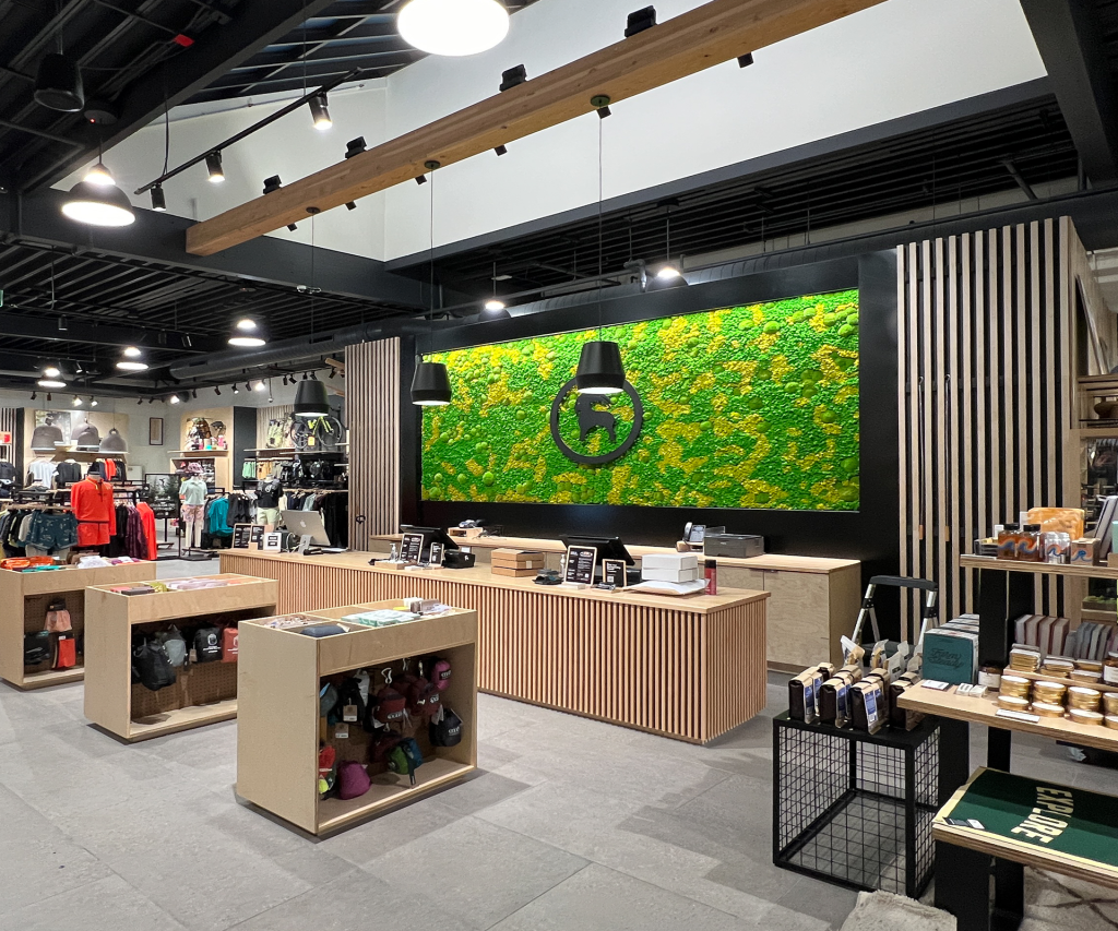 Backcountry retail store moss wall installation by Green Oasis