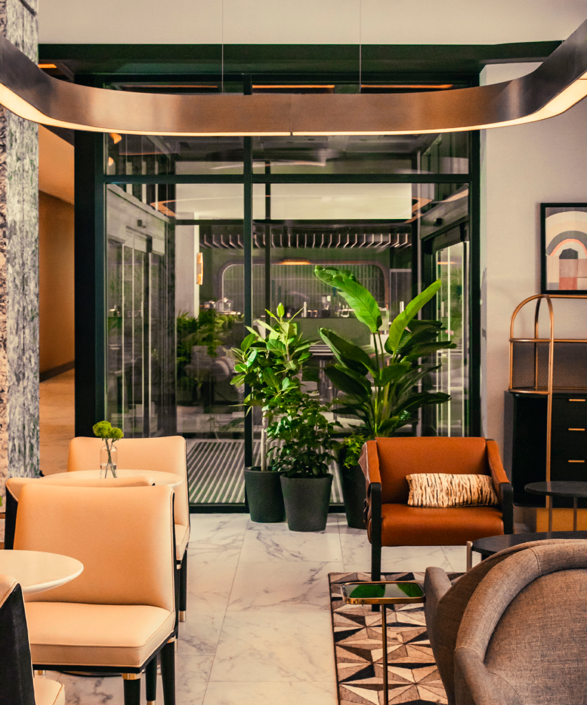 Lobby entrance at InterContinental San Antonio with modern plant design by Green Oasis