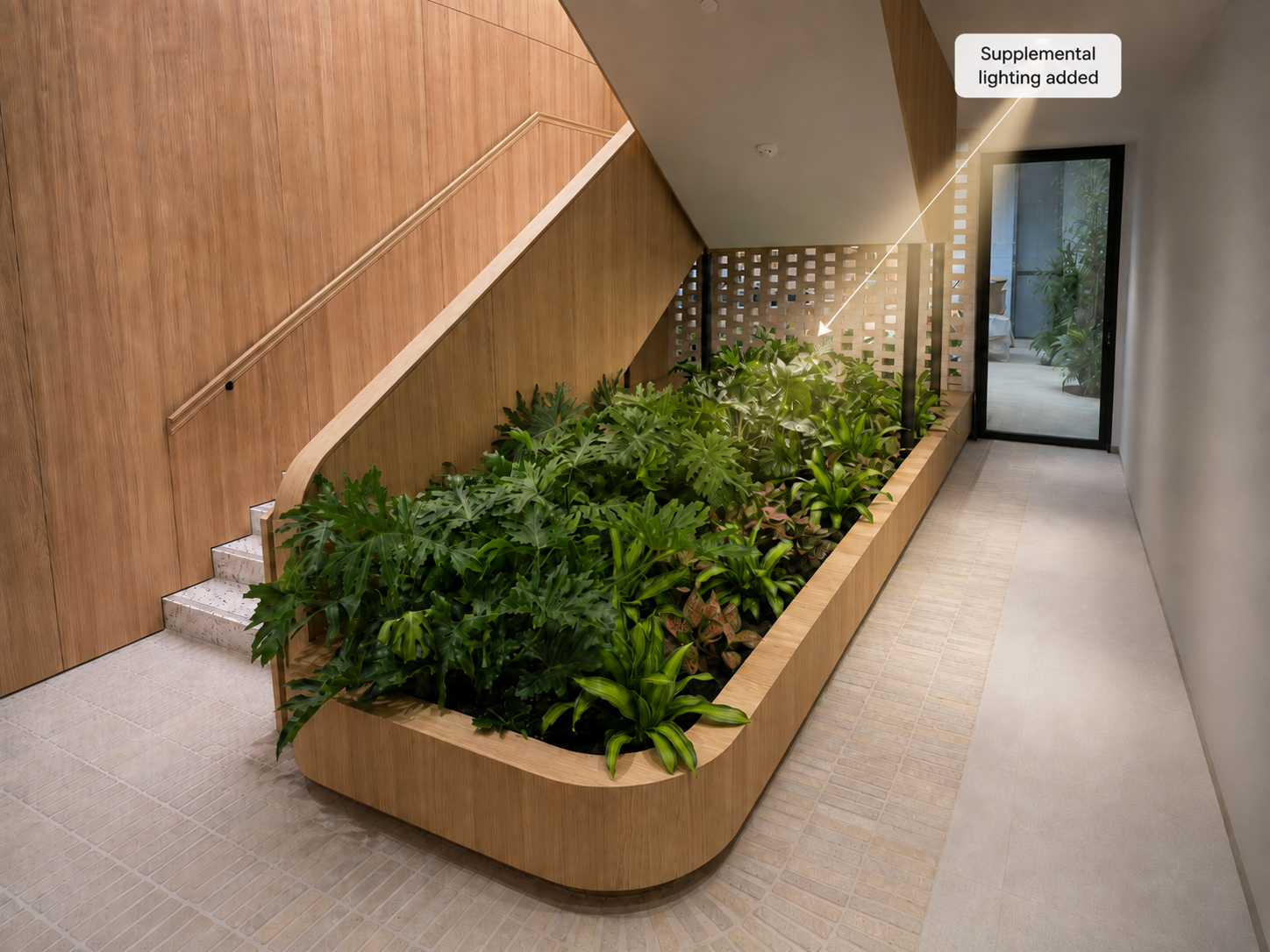 Lighting for interior plants - Under Stair Commercial Installation