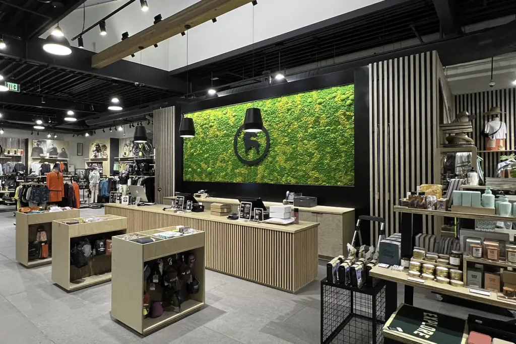 Backcountry retail store moss wall installation by Green Oasis