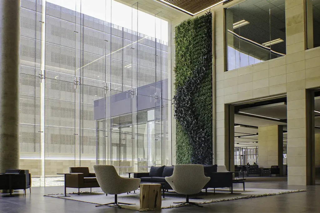 WellMed San Antonio healthcare biophilic design with living wall by Green Oasis
